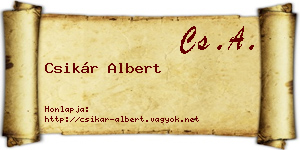 Csikár Albert névjegykártya