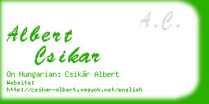 albert csikar business card